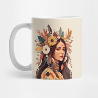 Painted Beautiful Native American Woman Mug